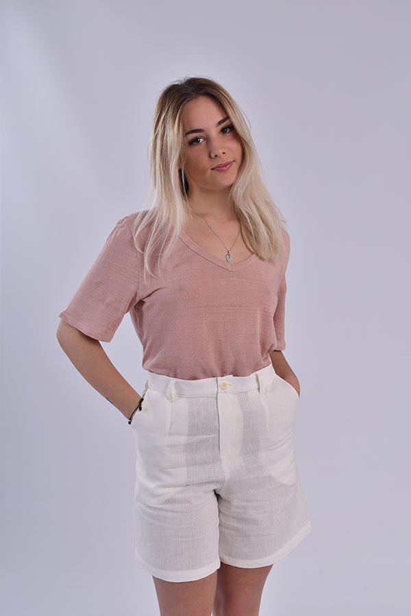 t-shirt en lin rose Aatise